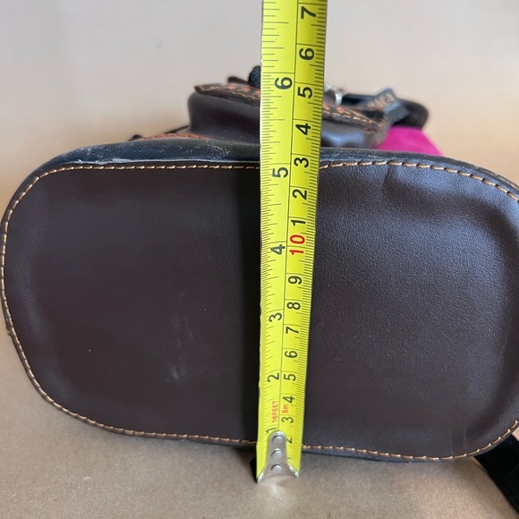 Baby Alpaca Made In Peru Magenta Pink Suede Leather Drawstring Backle Backpack S - Picture 8 of 11